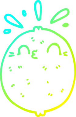 Bir insan tarafından çizilmiş limon karikatürünün soğuk gradyan çizimi