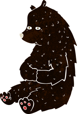 Bir insan tarafından çizilmiş sevimli çizgi film kara ayısı.