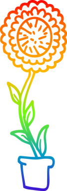 Gökkuşağı gradyan çizgi çizimi bir insan tarafından çizilmiş çiçek saksısı