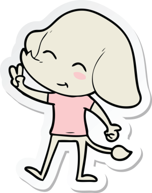 Bir insan tarafından çizilmiş şirin bir fil çıkartması.