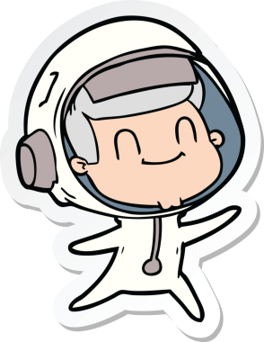 Bir insan tarafından çizilmiş mutlu bir astronotun çıkartması.