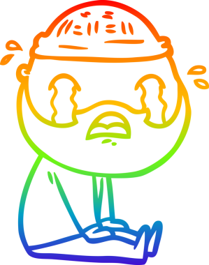 Bir insan tarafından çizilmiş ağlayan sakallı bir adamın çizimi.