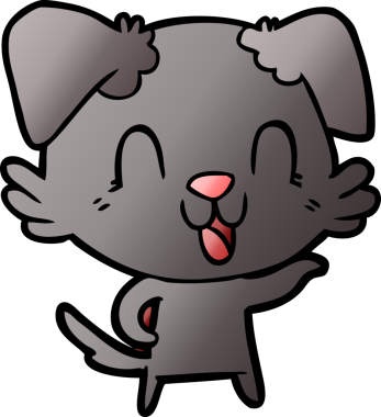 Bir insan tarafından çizilmiş gülen çizgi film köpeği.