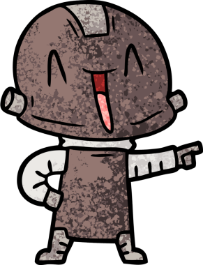 Bir insan tarafından çizilmiş çizgi film robotu