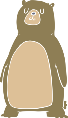 Bir insan tarafından çizilmiş düz renkli çizgi film ayısı