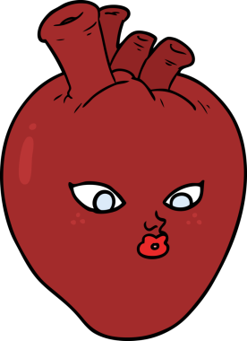 Bir insan tarafından çizilmiş karikatür kalp.