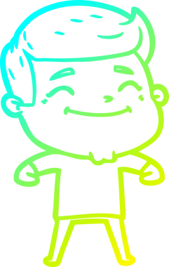 Bir insan tarafından çizilmiş mutlu bir çizgi film karakteri çizimi.