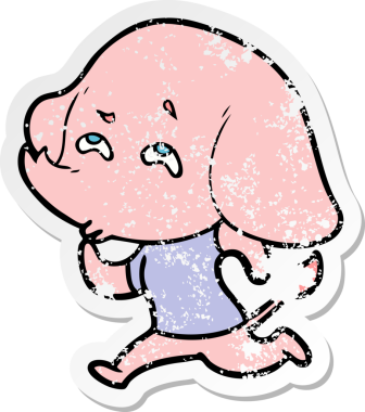 Bir insan tarafından çizilmiş karikatür filinin sıkıntılı çıkartması