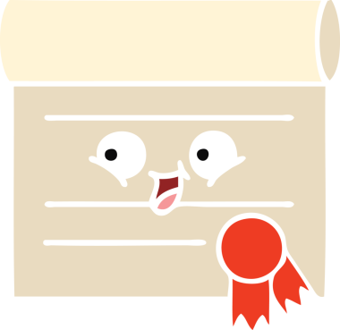 Bir insan tarafından çizilmiş bir sertifikanın düz renk retro karikatürü