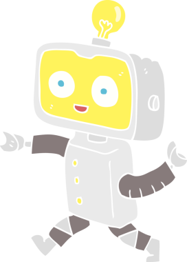 Bir insan tarafından çizilmiş küçük robotun düz renk çizimi