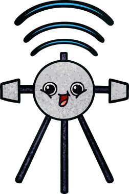 Bir insan tarafından çizilmiş bir uydunun retro grunge desen karikatürü