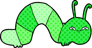 Bir insan tarafından çizilmiş mutlu bir tırtıl.