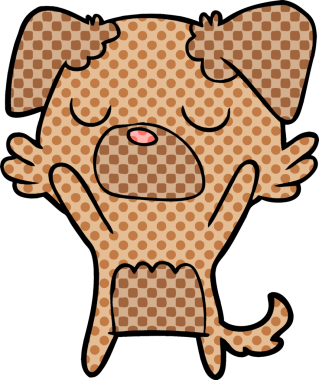 Bir insan tarafından çizilmiş çizgi film köpeği.