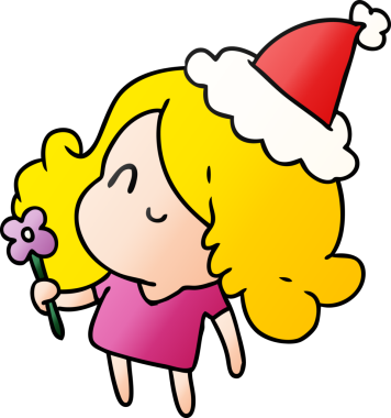 Bir insan tarafından çizilmiş Kawai kızının el çizimi gradyan çizgi filmi.