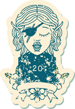 Retro Dövme Tarzı Bir insan tarafından çizilmiş doğal yirmilik zarlı düzenbaz karakter