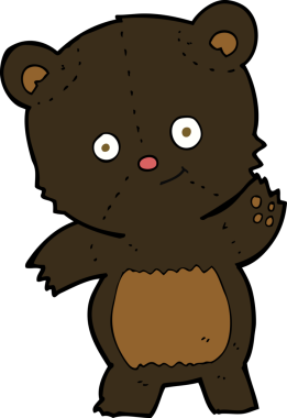 Bir insan tarafından çizilmiş sevimli siyah ayı karikatürü.