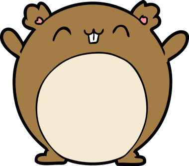 Bir insan tarafından çizilmiş çizgi film hamsterı.