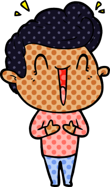 Bir insan tarafından çizilmiş heyecanlı bir çizgi film.