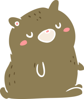 Bir insan tarafından çizilmiş düz renkli çizgi film ayısı