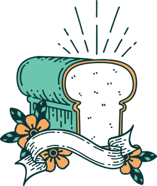 Bir insan tarafından çizilmiş bir somun ekmek dövmeli parşömen.