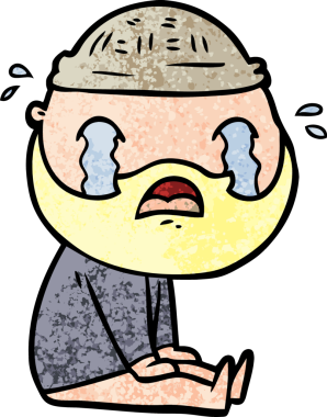 Çizgi film sakallı adam bir insan tarafından çizilmiş ağlıyor.