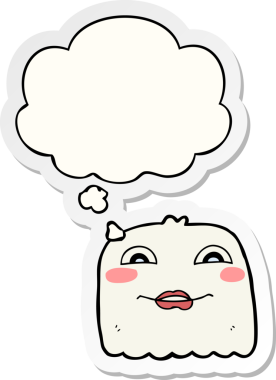 İnsan tarafından çizilmiş bir çıkartma olarak düşünce baloncuğu olan çizgi film hayaleti.