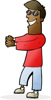 Bir insan tarafından çizilmiş gözlüklü sırıtan adam.