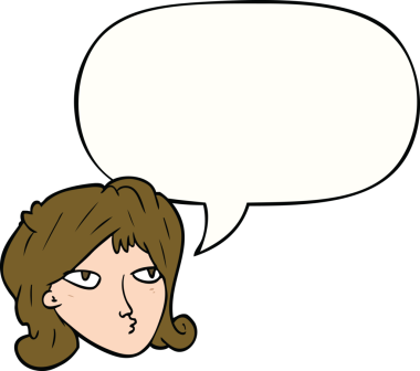 Bir insan tarafından çizilmiş konuşma balonu olan karikatür kadın.