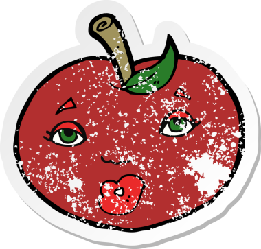 Bir insan tarafından çizilmiş karikatür elmasının gerilimli yapıştırması.