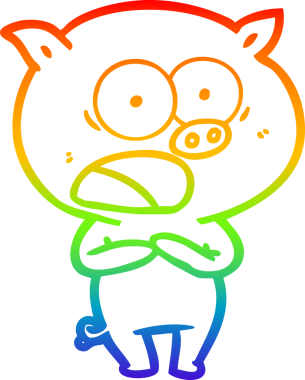 Gökkuşağı gradyan çizimi Bir insan tarafından çizilen bağıran domuz çizgi filmi