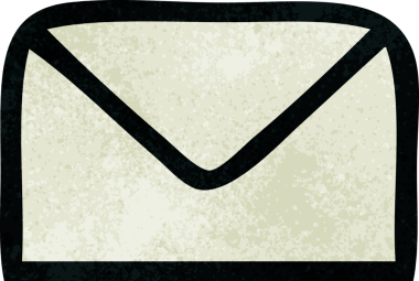 Bir insan tarafından çizilmiş kağıt zarfın retro grunge desen karikatürü.