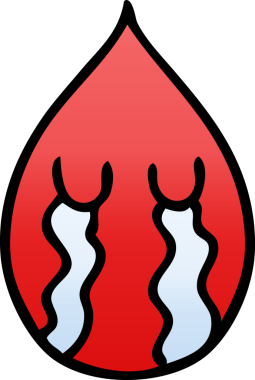 bir insan tarafından çizilmiş gölgelenmiş garip karikatür duygusal kan damlası