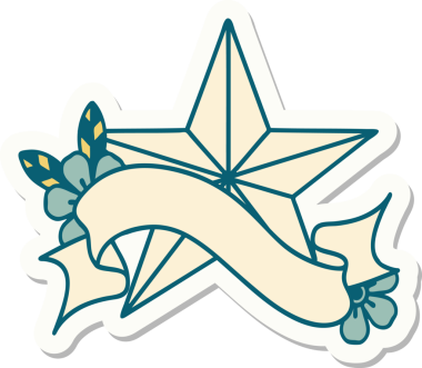 Bir insan tarafından çizilmiş bir yıldızın pankartına sahip dövme stili.