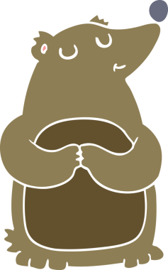 Bir insan tarafından çizilmiş düz renkli çizgi film ayısı