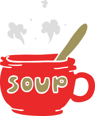 Bir insan tarafından çizilmiş sıcak çorba karalaması.