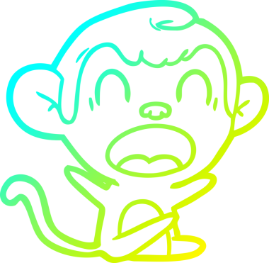 Bir insan tarafından çizilmiş bağıran çizgi film maymunu çizimi.