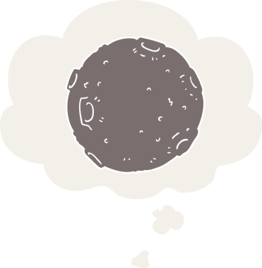 Düşünce baloncuğu olan karikatür uydusu insan tarafından çizilmiş.