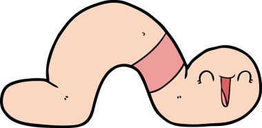 Bir insan tarafından çizilmiş bir solucan.