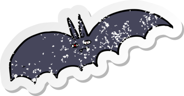 Bir insan tarafından çizilmiş vampir yarasa çizgi filminin gerilimli yapıştırması.