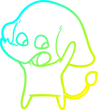 Bir insan tarafından çizilmiş şirin bir filin soğuk gradyan çizgisi