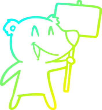 Bir insan tarafından çizilmiş soğuk gradyan bir ayı karikatürü.