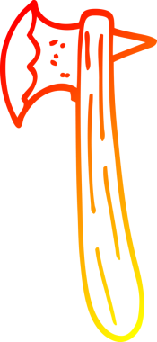 Bir insan tarafından çizilmiş eski bir baltanın sıcak çizgi çizimi