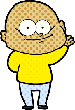 Bir insan tarafından çizilmiş kel bir adam.