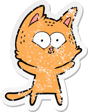 Bir insan tarafından çizilmiş karikatür bir kedinin sıkıntılı çıkartması.