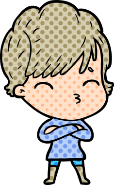 Bir insan tarafından çizilmiş bir çizgi film kadını.