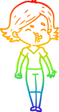 Gökkuşağı gradyan çizgi çizimi Bir insan tarafından çizilen bir kız karikatürü