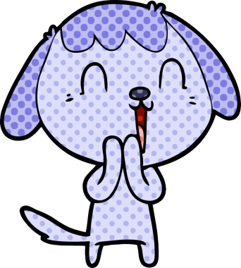 Bir insan tarafından çizilmiş şirin bir çizgi film köpeği.