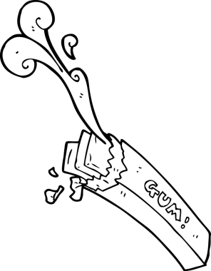 Bir insan tarafından çizilmiş siyah beyaz bir sakız.