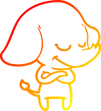 Bir insan tarafından çizilmiş gülümseyen bir filin sıcak çizgi çizimi