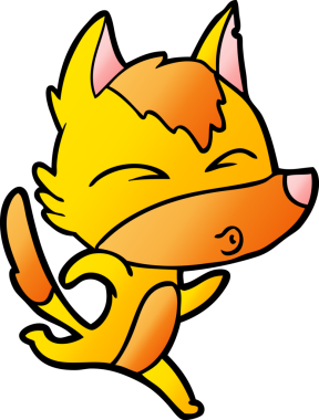 Bir insan tarafından çizilmiş tilki çizgi film karakteri